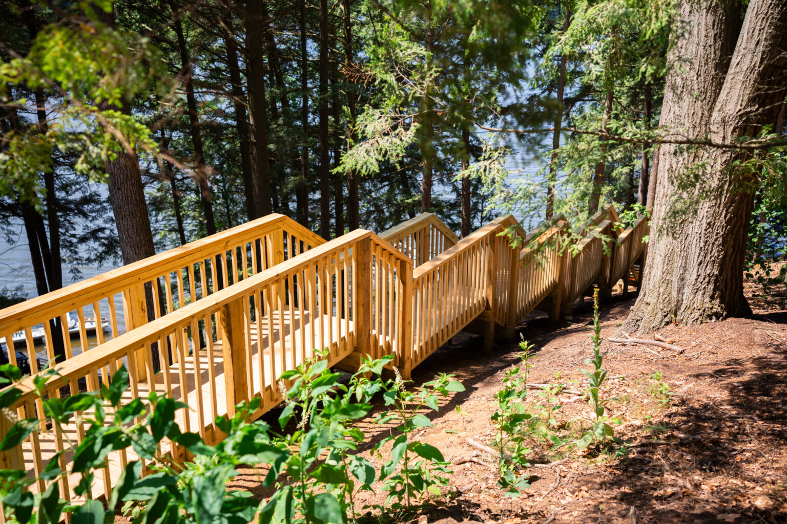 Lakeshore Custom's deck and stair build on a Lake Allegan, MI waterfront property.